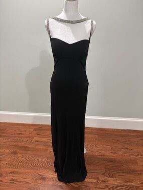 Nicole Bakti Black Backless Evening Dress with Crystal-Strap Detail